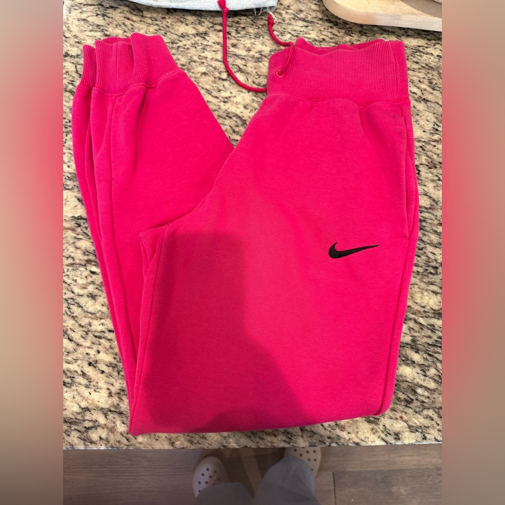 Nike Hot Pink Women's Jogger Sweatpants with Black Swoosh